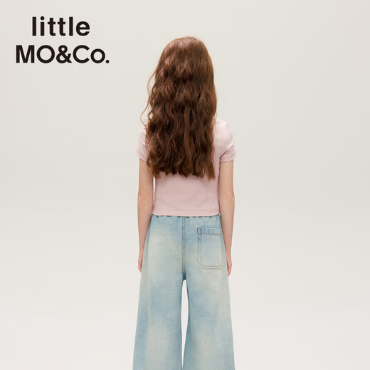 Little MO&Co. Quick-drying sun protection little moco children's clothing 25 autumn new style girls short-sleeved T-shirt tops sports style lotus root pink quick-drying sun protection 120 120/60