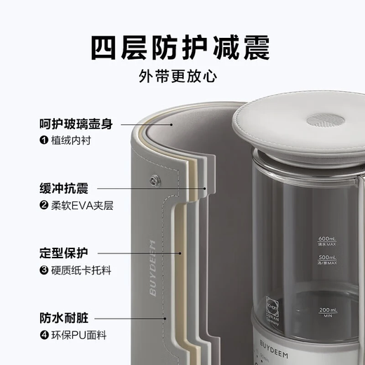 Buydeem health pot K36/K32 travel bag, business trip storage bag, waterproof protective shell, light and easy to carry, elephant gray