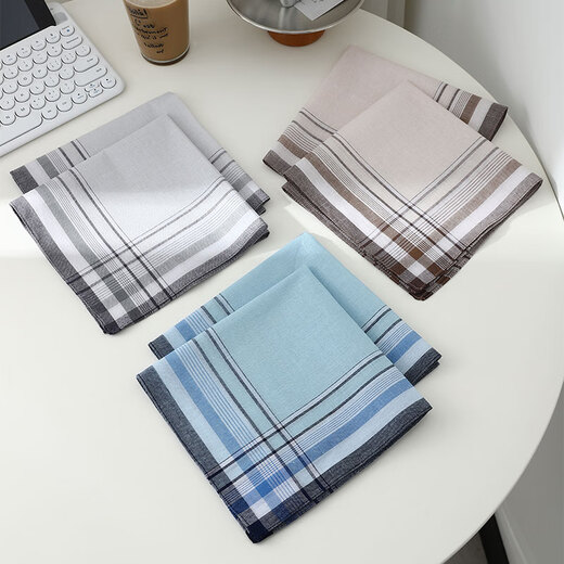 TLXT Retro Feelings Nostalgic Middle-aged and Elderly Men's Handkerchiefs Men's Handkerchiefs to Absorb Sweat and Wipe Sweat Retro Dyed Elder Gifts 440A-1 3 Pieces About 39CMx39CM 39x39cm