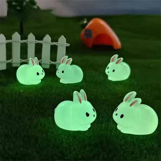 
Mini luminous glowing little rabbit cute rabbit model desktop decoration children's room DIY accessories ornaments rabbit ornaments - white - 1 piece