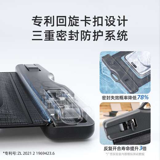 Shijanu New Product Waterproof Bag for Mobile Phones, Touch Screen Swimming Cover, Rafting Equipment, Underwater Photography Artifact, Transparent Sealed Bag, Navy Blue (With Armband) Level 8 Waterproof丨360 High