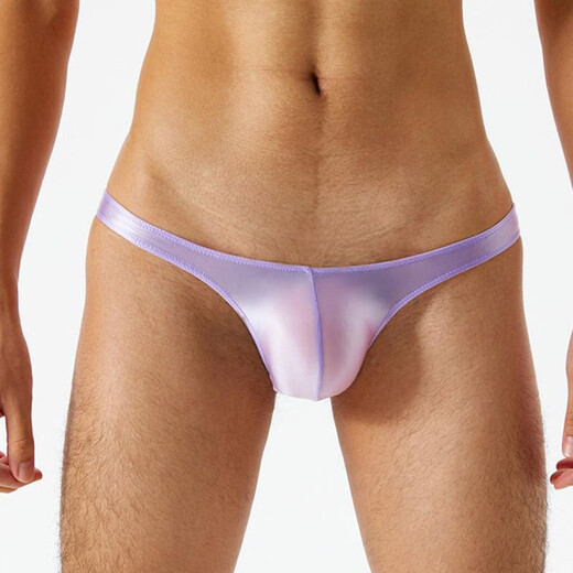 Body shaping men's large size low waist thongs, bright silky and glossy ultra-thin transparent sexy pants, high elastic tight underwear, gray M size suitable for 90-110Jin [Jin equals 0.5 kg]