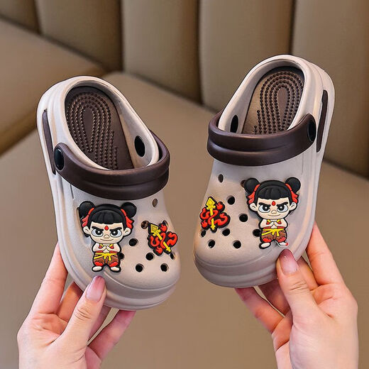 G.Duck Kids Nezha New Childrens Hore Shoes Soft Sole не скользит милый мультфильм летний летний и открытый детские тапочки красные луки 24 -25