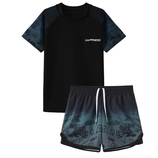 
Ting Chen boy swimsuit set, male, senior, junior high school students split 2025 new fat children's swimsuit, teenagers, 9712-Black and green gradient [six-piece storage bag set 888 160 (height 150-165cm, weight 70-90Jin [Jin equals 0.5 kg])