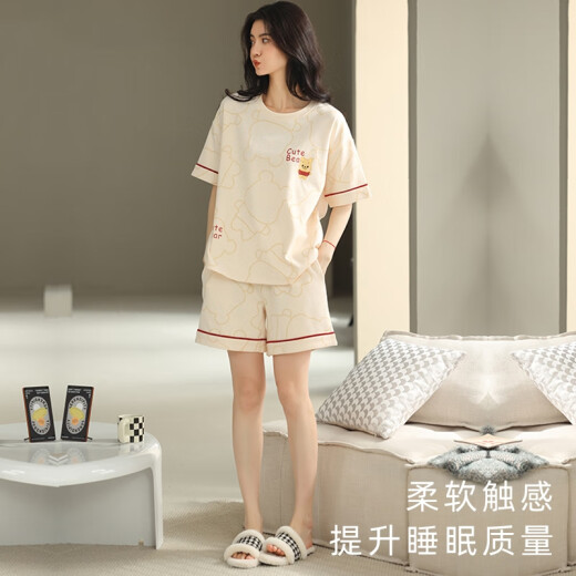 
Pioneer 2025 new style Woodpecker summer pajamas for women pure cotton short sleeve shorts thin sweet home clothing two-piece set YZT9859 short sleeve set XL code [recommended 120-140Jin [Jin equals 0.5 kg] wear] average size