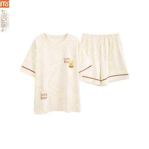 莫代尔睡衣女夏季2025年新款短袖套装全薄款卡通可外穿休闲家居服 Y9856 M
