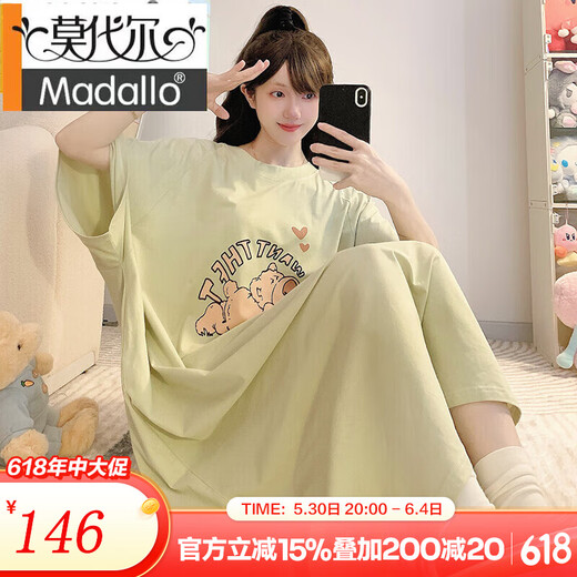 Camisón modal de gran tamaño para mujeres en verano algodón puro gran tamaño 200 Jin [Jin equivale a 0.5 kg] lindo pijama de dibujos animados se puede usar con faldas largas sueltas S1369# Blue Bear Big Camise de camisa 2xl (recomendado 90-150 Jin [Jin equivale a 0.5 kg])))