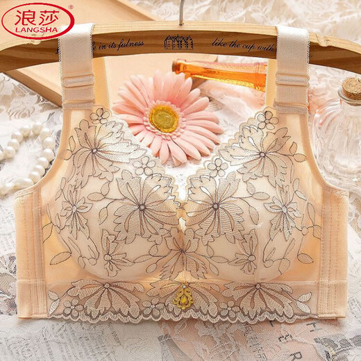 LangSha (LangSha) underwear for women's new small breasts thickened and gathered without steel rings, plush breasts anti-sagging large size thin cup adjustment bra milk grey 85A 38B (thick cup)