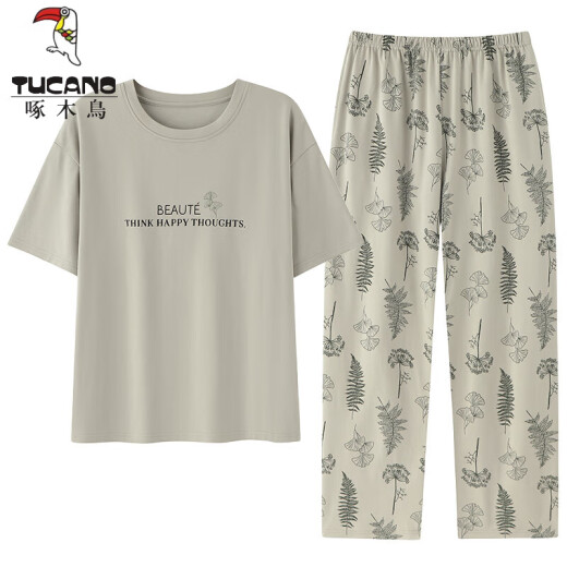 Tucano; Holzpecker-Baumwoll-Frauen-Pyjama-Set Sommer Pure Short Sleeve Cartoon Hosen koreanische Kleidung im koreanischen Stil kann im Freien für den Sommer Y9717 M (vorgeschlagen 75-95jin [Jin gleich 0,5 kg]) sein)