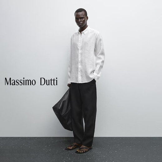 Massimo Dutti discount upgrade 2026 men's casual style simple and versatile standard version linen shirt men's long sleeve 00131726 white M (CN 180/96A) size is too large