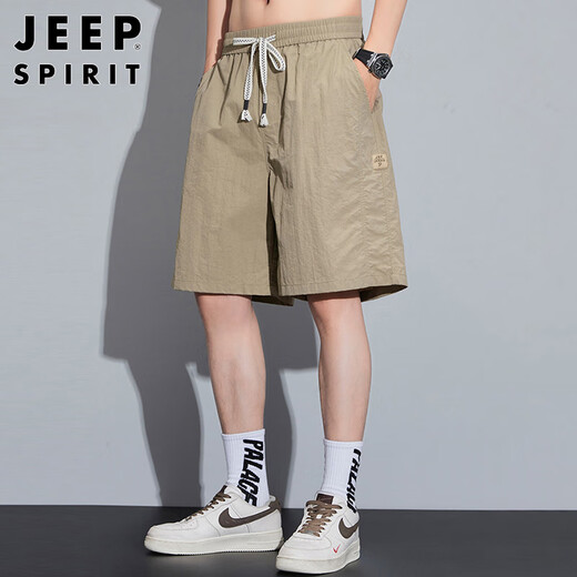 JEEP SPIRIT Jeep shorts men's summer ice silk thin medium pants men's high-end casual five-point pants American sports quick-drying pants