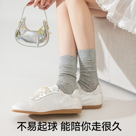 Calcetines de mujer antibacterianos de malla kefei para mujeres en calcetines anti-odor delgados calcetines versátiles de algodón versátiles 5 pares blancos 5 pares