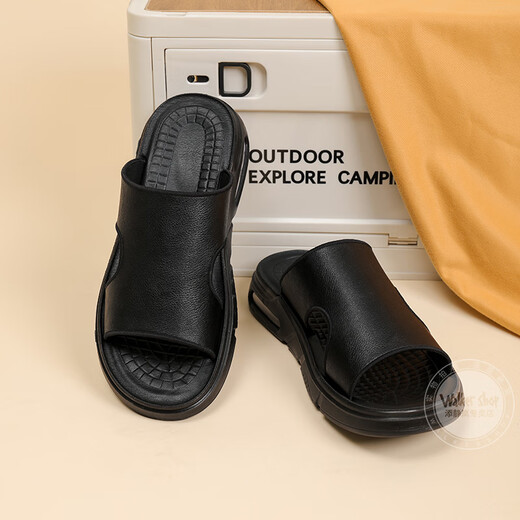 Swipers Walker Shop pour hommes [tissu de cuillère de vache sélectionné] non glissant, sale, simple et à la mode et polyvalent les pantoufles pour hommes noir 41