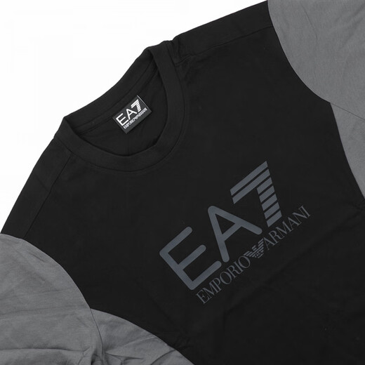 Emporio Armani EA7 Armani Men's Trendy Color Block Round Neck Short Sleeve T-shirt 6DPT23 PJVPZ Khaki 1713 L (Hong Kong Warehouse)