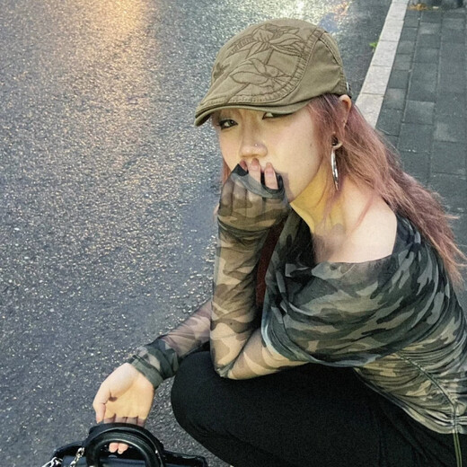 啄木鸟英伦复古文艺主播帽辣妹荷花刺绣前进帽子做旧甜酷少女贝雷帽女 灰色 M 52-56c