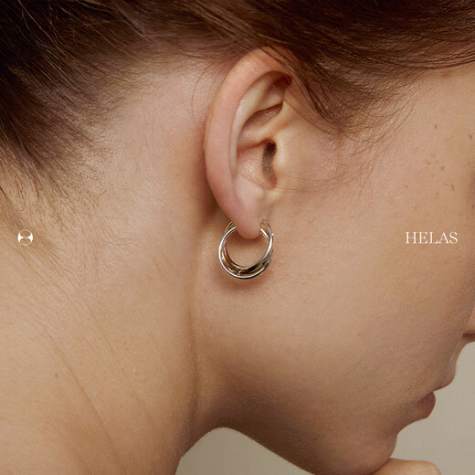 Helas Hera 18K gold earrings plain gold gilt earrings two-color K gold ear buckles for women to wear with one hand 2025 new high-end 18K gold/two-color gilt earrings