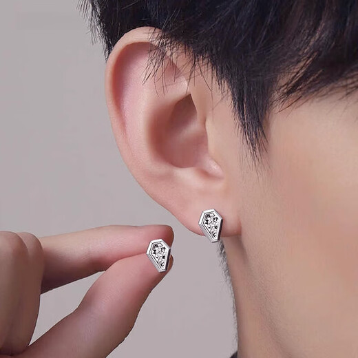 Nilan Fat Donglai same style men's platinum earrings pt950 men's platinum natal year snake year zodiac men's trendy and fashionable single weight 1.5-1.7 grams (no certificate)