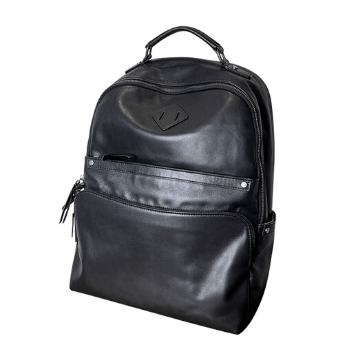 欧伦驰（OULUNCHI）真皮背包男士双肩包大容量商务出差旅行包头层牛皮高级感电脑书包 黑色 33*16*47CM