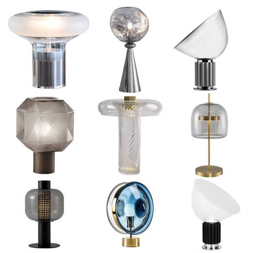 Wenshiou bedside lamp decorative light luxury desk lamp Nordic modern simple glass designer living room bedroom model room lamp M1047 smoke gray large button switch