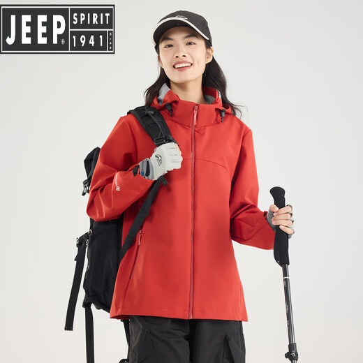 Jeep spirit veste veste pour hommes et femmes printemps et automne 2025 Nouvelle couche à couches minces minces extérieures à la coque souple imperméable pour femmes Bourgogne en bois
