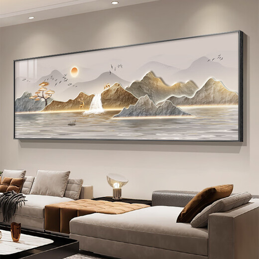 Yihuanyu Rising Sun Living Room Hanging Painting Modern Light Luxury Sofa Background Wall Decoration Painting Landscape Painting High-End Atmosphere Horizontal Edition