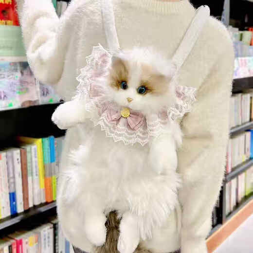 赟娅仿真布偶猫背包玩偶猫咪娃娃毛绒公仔小书包抱枕玩具生日七夕礼物 布偶猫玩偶双肩包（珍珠围脖） 下单即送礼袋+梳洗套装
