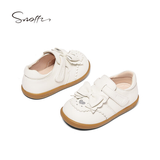 Snuffy Girls Toddler Shoes Autumn Comfortable Children's Leather Shoes Cute Baby Soft Sole Princess Small Leather Shoes Milan White 25