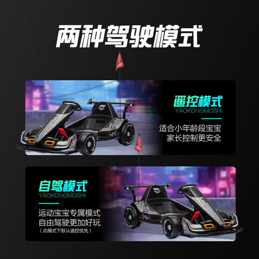 Iosn children's kart electric baby drift car can sit on adult F1 toy children's four-wheel remote control car painted gray + 4845 silent motor + 24V14a dual drive