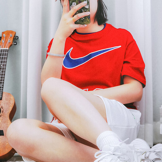 耐克T恤女装 2023夏季新款时尚运动服休闲舒适健身透气宽松圆领短袖 HF6291-687/红色 L