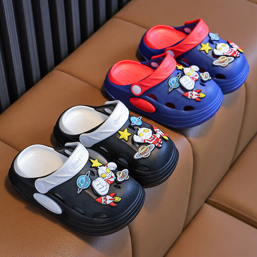 EVA Summer Cute Cartoon Ultraman Boys and Girls Croc Shoes Non-slip, Wear-Resistant and Breathable Home Croc Shoes EVA Environmentally Friendly and Skin-Friendly Upgraded Version Blue 30 Inner Length 19CM