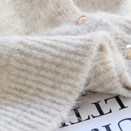 Sweater cardigan women's design lace lace 2025 new autumn and winter lazy style thickened soft waxy knitted jacket apricot one size fits 80-135 Jin Jin equals 0.5 kg