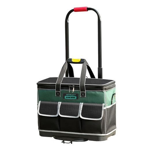 Sailoto Wheeled Trolley Tool Bag Square Large Capacity Durable Trolley Tool Bag Construction Site Electrician Repair Kit Hardware 18-inch Square Plastic Bottom + Steel Pipe Trolley 6 Wheels