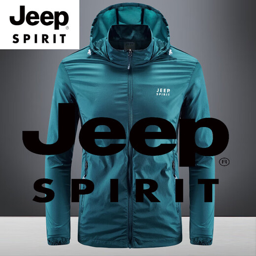 
JEEP SPIRIT men's sun protection clothes for summer thin loose hooded sun protection clothes for outdoor casual sports jacket Military green men's S women's size