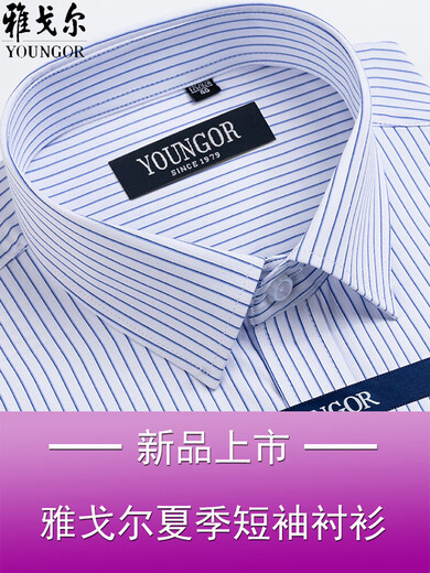 Maire Yager Mente à manches courtes pour hommes Business Summer Business Casual Professional Wear Coton Pas de fer à grande taille d'âge moyen de grande taille à manches courtes DX6623 38