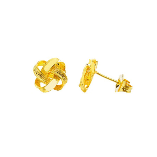 BMOI Old Phoenix 999 Gold Pure Gold 24K Gold Earrings Ruyi Knot Earrings Gold Simple Earrings Women's Fashion Hard Gold
