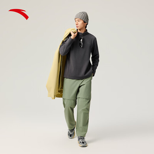 ANTA Polar Fleece Long T丨 Half-Zip Stand Collar Fleece Jacket Men's Autumn and Winter New Windproof Loose Pullover Sports Top
