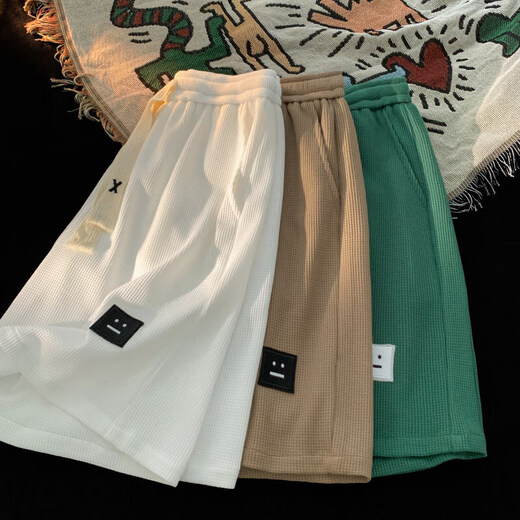 Waffle Shorts masculin 2025 Nouvelle marque de mode d'été pantalon décontracté lâche lâche pantalon croustillant à séchage croustillant K698 Couleur d'argile légère 2xl 150-170jin [Jin est égal à 0,5 kg]