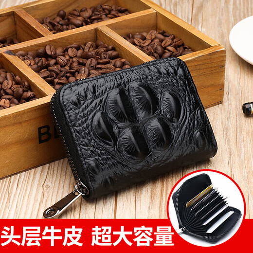 Goldlion Crocodile Muster Card Bag Herren echtes Leder Großkapazität Herrener Multi-Karten-Mode-Jugend-Orgel kleiner Karten Vorhaut 3892 Krokodil zurück (Top-Layer-Cowd.)