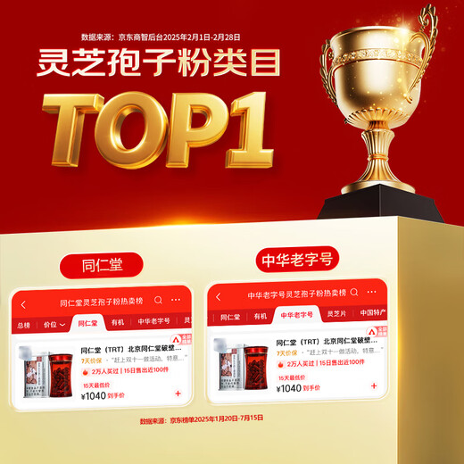 Tongrentang (TRT) Breaking Wall Ganoderma lucidum Spore Powder Capsules 60 Nutritional Products Enhance Immunity Postoperative Health Product Gift for the Elderly [New Effectiveness Period 60 capsules * 2 bottles]-30 days