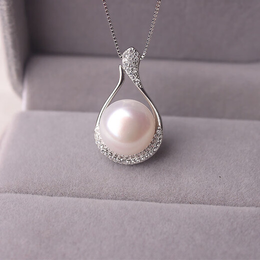 KUXA French natural freshwater pearl pendant necklace women's s925 sterling silver clavicle chain 2025 white pendant +45cm chain silver (
