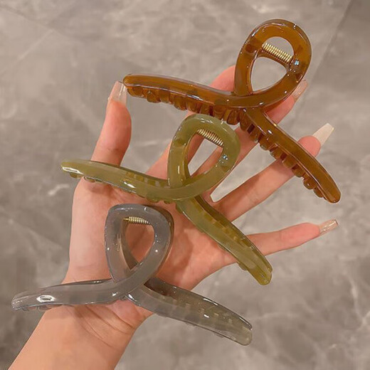 Extra Large Jelly Color Clip for Women Acrylic Shark Clip Summer Temperament Simple Back of Head Hair Clip for Women Extra Large Jelly Clip 1 Random TS150