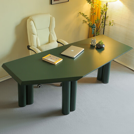 Haoyikaijia simple modern solid wood computer light luxury minimalist style special-shaped designer office boss workbench size 130*80*75 (elegant black)