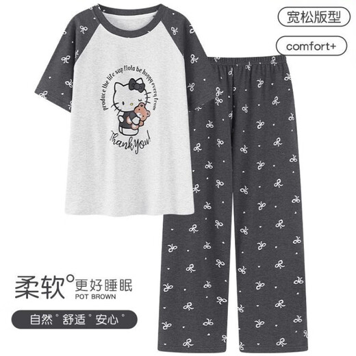 帕兰朵睡衣女夏季短袖长裤2025新款夏天卡通少女学生薄款家居服可外穿 MNQ44047 L 【建议100-120斤】