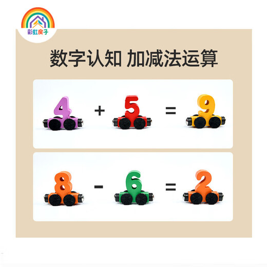 Rainbow House Literacy Libro tranquilo de la palabra Niños Educación temprana Tarjetas de reconocimiento de palabras para niños Conjunto completo de jardín de infantes Cognition Cognition Magnetic Train Digital 12 secciones (modelo en caja) Patrón de color al azar
