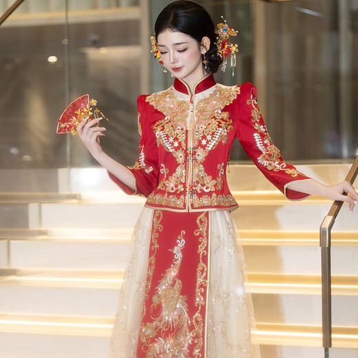 
Xiuhe Family Xiuhe Wedding Wedding Wedding 2025 New Wedding Chinese Wedding Wedding Toast Wedding Dragon and Phoenix Hanging Chair Dress Xia Xiuhe 759 N-556 2XL