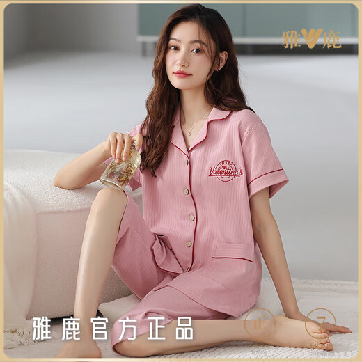 Yalu 2025 Neue Pyjamas für Frauen im Sommer reines Baumwoll kurzärmelige Kurzhose für Sommer Lose große Strickjacke mit Taschen-Strickjacken NX9898 3XL