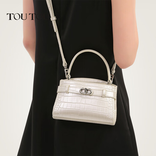 toutou2025 Nuevo Kelly Bag Crocodile Textura Bolso Pemperamento simple Bolsa Crossbody Bag Bag Pearl White