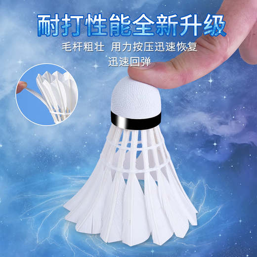 PEAK匹克羽毛球12只装耐打防风室内室外飞行稳定高弹专业比赛训练球 训练级【天然羽毛6只装】 1筒