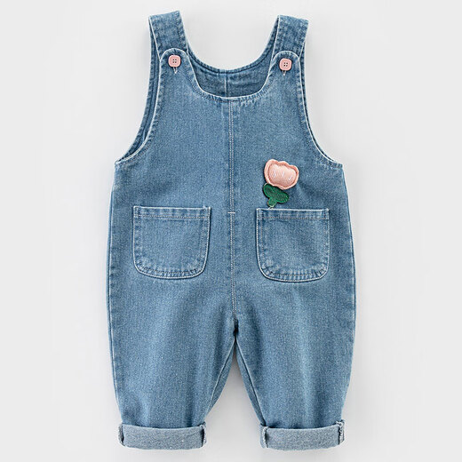 
Primary school overalls for babies in spring and autumn clothes 1-3 years old girl fashionable cute denim clothes children's clothing baby pants spring blue 73