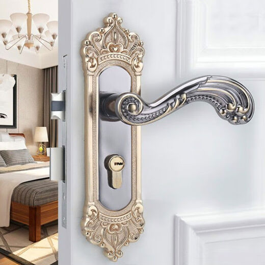 
Sanqihu European-style lock bedroom door lock indoor household lock room door lock double tongue wooden door lock door handle lock double tongue lock hole distance adjustable gold black lock body 13559 tongue 3550mm